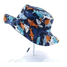 Uv Gunes Korumalı Şapka – UPF50 Laci Turuncu Mavi Kopekbaligi Sapka 4-8 Yas