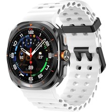 Alstrap Samsung Galaxy Watch 7 Ultra 47 mm Uyumlu Dalgalı Metal Tokalı Silikon Kordon