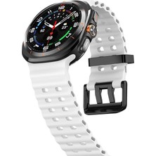 Alstrap Samsung Galaxy Watch 7 Ultra 47 mm Uyumlu Dalgalı Metal Tokalı Silikon Kordon