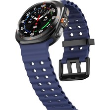 Alstrap Samsung Galaxy Watch 7 Ultra 47 mm Uyumlu Dalgalı Metal Tokalı Silikon Kordon