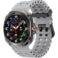 Alstrap Samsung Galaxy Watch 7 Ultra 47 mm Uyumlu Dalgalı Metal Tokalı Silikon Kordon