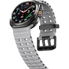 Alstrap Samsung Galaxy Watch 7 Ultra 47 mm Uyumlu Dalgalı Metal Tokalı Silikon Kordon