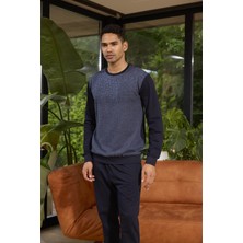 Kly Midi Yaka Iki Iplik %100 Pamuk Pijama Takımı 8050