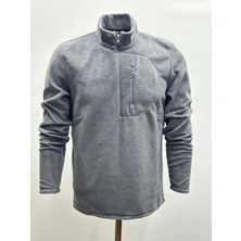 Erkek Polar Unıversal Antrasiti Standart Fit Fermuarlı Cepli Outdoor Dik Yaka Sweatshirt