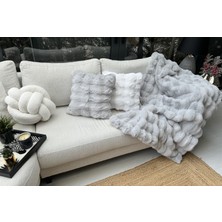 Peluş Koltuk Şalı Pofuduk Koltuk Örtüsü Bubble Koltuk Örtüsü 200 x 75 cm