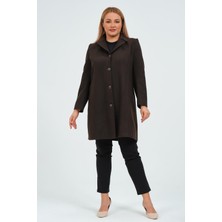 Yare Kadın Anne Düğmeli Kısa Kaşe Kaban