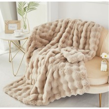 Peluş Koltuk Şalı Pofuduk Koltuk Örtüsü Bubble Koltuk Örtüsü 200 x 150 cm Pelus Koltuk Ortusu