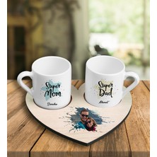 Ejoya Çiftlere Özel Tasarım Türk Kahvesi Fincanları ve Ahşap Fincan Altlığı 101848