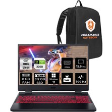 Acer Nitro 5 Intel Core I5 12450H 8gb 512GB SSD RTX3050/4GB 15.6" Fhd 144Hz W11H Taşınabilir Bilgisayar & Per4 Çanta NHQFJEY00BP352