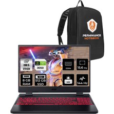 Acer Nitro 5 Intel Core I5 12450H 8gb 512GB SSD RTX3050/4GB 15.6" Fhd 144Hz Fdos Taşınabilir Bilgisayar & Per4 Çanta NHQFJEY00BP302