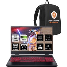 Acer Nitro 5 Intel Core I5 12450H 16GB 2tb SSD RTX3050/4GB 15.6" Fhd 144Hz Fdos Taşınabilir Bilgisayar & Per4 Çanta NHQFJEY00BP314