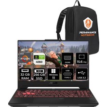 Asus Tuf Gaming A15 Amd Ryzen 7 7435HS 32GB 256GB SSD RTX4060/8GB 15.6" Fhd 144Hz W11P Taşınabilir Bilgisayar & Per4 Çanta LP030P396