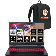 Acer Nitro 5 Intel Core I5 12450H 16GB 512GB SSD RTX3050/4GB 15.6" Fhd 144Hz W11H Taşınabilir Bilgisayar & Per4 Çanta NHQFJEY00BP362