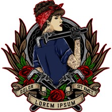 Reysa Tasarım Dövmeci Kad?n Sticker  10X10 Cmrenkli Sticker