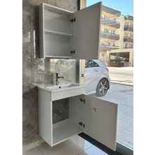 Banyo Dolabı Aynalı Cnc Işlemeli Membran Kapaklı 55 cm