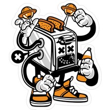 Reysa Tasarım Ekmek Kızartma Makinesi Sticker  10X10 Cmrenkli Sticker