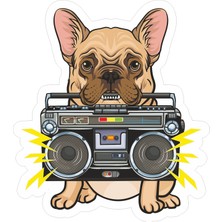 Reysa Tasarım Radyo Çalan Bulldog Sticker  10X10 Cmrenkli Sticker