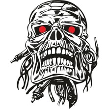 Reysa Tasarım Kırmızı Gözlü Kurukafa Sticker  10X10 Cmrenkli Sticker