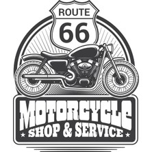 Reysa Tasarım Route 66 Motorcycle Sticker  10X10 Cmrenkli Sticker