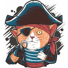 Reysa Tasarım Korsan Kedi Sticker  10X10 Cmrenkli Sticker