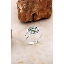 Sümer Telkari Anadolu Motifli Mineli Elişi Gümüş Yüzük 5893