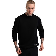 Sportive Alicante Erkek Siyah Günlük Stil Sweatshirt 24KE003-SYH