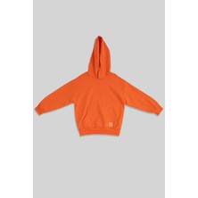 Uthar Turuncu Pamuklu Kapşonlu Kız Çocuk Sweatshirt