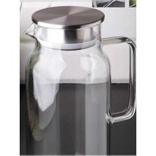 Borosilikat Cam Su Sürahisi - Metal Kapaklı ve Isıya Dayanıklı (1500 Ml)