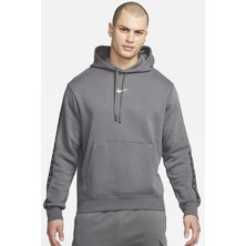 Nike Sportwear Men's Fleece Pullover Hoodie Grey Erkek Şardonlu Kapüşonlu Sweatshirt Gri