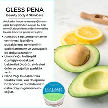 Gless Pena Avokado, Limon ve Nane Yağı Özlü Nemlendirici Etkili Doğal Dudak Kremi Lip Balm 5 ml