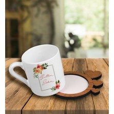 Ejoya Kişiye Özel Tasarım Türk Kahvesi Fincanı ve Kalpli Fincan Altlığı 101759