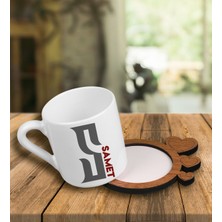 Ejoya Kişiye Özel Tasarım Türk Kahvesi Fincanı ve Kalpli Fincan Altlığı 101619