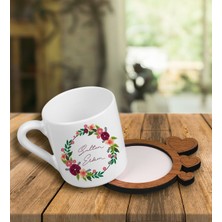 Ejoya Kişiye Özel Tasarım Türk Kahvesi Fincanı ve Kalpli Fincan Altlığı 101645