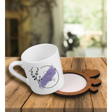 Ejoya Kişiye Özel Tasarım Türk Kahvesi Fincanı ve Kalpli Fincan Altlığı 101505