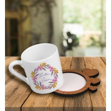 Ejoya Kişiye Özel Tasarım Türk Kahvesi Fincanı ve Kalpli Fincan Altlığı 101724