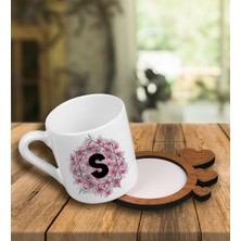 Ejoya Kişiye Özel Tasarım Türk Kahvesi Fincanı ve Kalpli Fincan Altlığı 101624