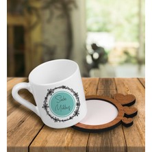 Ejoya Kişiye Özel Tasarım Türk Kahvesi Fincanı ve Kalpli Fincan Altlığı 101489