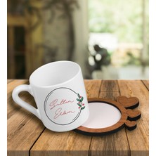 Ejoya Kişiye Özel Tasarım Türk Kahvesi Fincanı ve Kalpli Fincan Altlığı 101770
