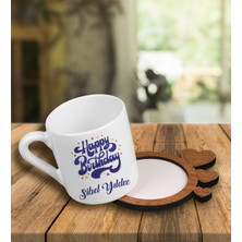 Ejoya Kişiye Özel Tasarım Türk Kahvesi Fincanı ve Kalpli Fincan Altlığı 101576