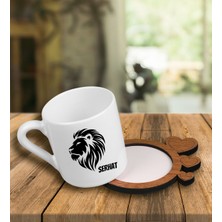 Ejoya Kişiye Özel Tasarım Türk Kahvesi Fincanı ve Kalpli Fincan Altlığı 101533