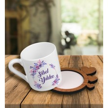 Ejoya Kişiye Özel Tasarım Türk Kahvesi Fincanı ve Kalpli Fincan Altlığı 101595