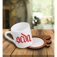 Ejoya Kişiye Özel Tasarım Türk Kahvesi Fincanı ve Kalpli Fincan Altlığı 101780