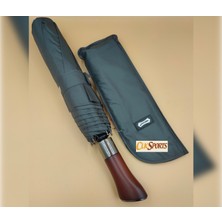 Sports Parachase Premium Ahşap Kavrama Büyük Boy Otomatik 3 Kademeli Şemsiye - Özel Kılıflı