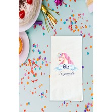 Atölye Mi Unicorn Temalı Baskılı Peçete Isimli Doğum Günü Peçetesi 20 Adet