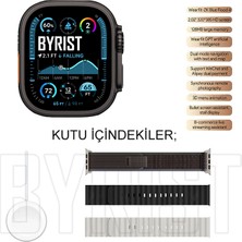 Byrist Hk10 Ultra-A 49MM 2.02" Amoled Ekran Navigasyon/Pusula/ChatGPT Destekli 3 Kordon 2024 Akıllı Saat