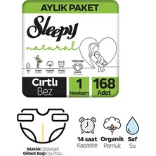 Sleepy Natural Aylık Paket Bebek Bezi 1 Numara Yenidoğan 168 Adet + Molfix Izotonik Islak Mendil Ferah Temizlik 720 Adet