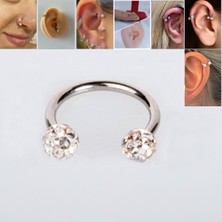 Begonia Accessories 316L Cerrahi Çelik Swarovski Taşlı Özel Epoxi Kaplı Yüzey Şambala Helix, Septum, Tragus, Labret Ebatlar, 6 Mm, 8 Mm, 10 mm  Renkler; Silver, Gold, Black, Rose, Rainbow. Halka Hızma Küpe Piercing 1ADET