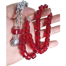 Cekke Tesbih Ateş Kehribar 10*11 mm Çubuk Sıkma Kehribar Günlük Kullanıma Uygun Tesbih