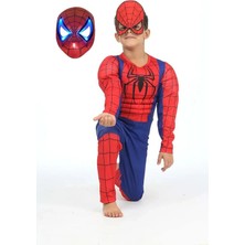 Sedirli Spiderman Kostümü Kaslı Çocuk Işıklı Maskeli Örümcek Adam Kaslı Kostümü Maskeli Parti Kıyafeti