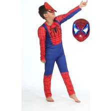 Sedirli Spiderman Kostümü Kaslı Çocuk Işıklı Maskeli Örümcek Adam Kaslı Kostümü Maskeli Parti Kıyafeti